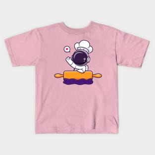 Cute Astronaut Chef Cooking Space Cartoon Kids T-Shirt